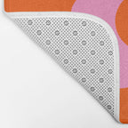 La Fleur | 01 - Retro Floral Print Orange And Pink Aesthetic Preppy Modern Abstract Flower Bath Mat Gallery Image 2