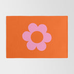 La Fleur | 01 - Retro Floral Print Orange And Pink Aesthetic Preppy Modern Abstract Flower Rug Gallery Image 2