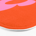 La Fleur | 01 - Retro Floral Print Orange And Pink Aesthetic Preppy Modern Abstract Flower Bath Mat Gallery Image 3