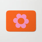 La Fleur | 01 - Retro Floral Print Orange And Pink Aesthetic Preppy Modern Abstract Flower Bath Mat Gallery Image 1