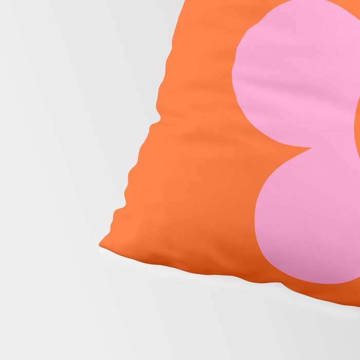 La Fleur | 01 - Retro Floral Print Orange And Pink Aesthetic Preppy Modern Abstract Flower Pillow Sham Gallery Image 4