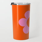 La Fleur | 01 - Retro Floral Print Orange And Pink Aesthetic Preppy Modern Abstract Flower Travel Mug Gallery Image 3