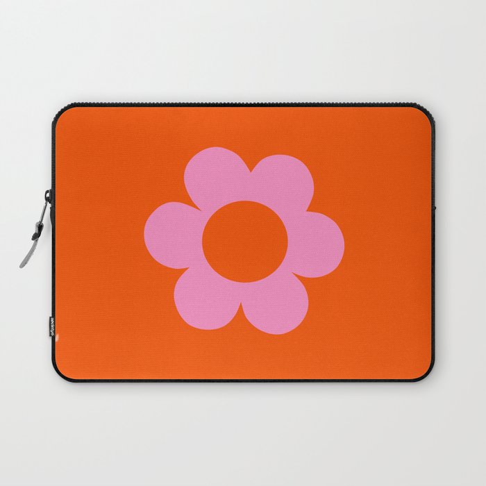 La Fleur | 01 - Retro Floral Print Orange And Pink Aesthetic Preppy Modern Abstract Flower Laptop Sleeve Gallery Image 1