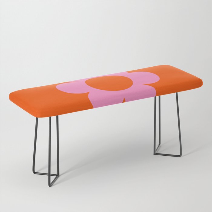 La Fleur | 01 - Retro Floral Print Orange And Pink Aesthetic Preppy Modern Abstract Flower Bench Gallery Image 1