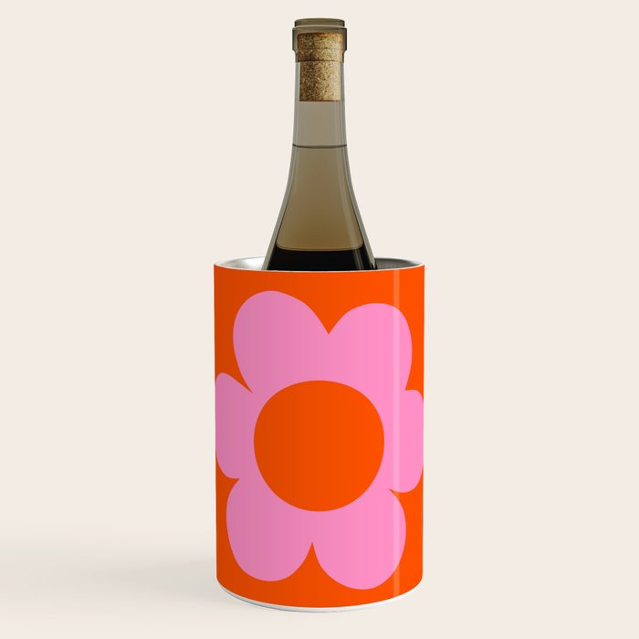 La Fleur | 01 - Retro Floral Print Orange And Pink Aesthetic Preppy Modern Abstract Flower Wine Chiller Gallery Image 1