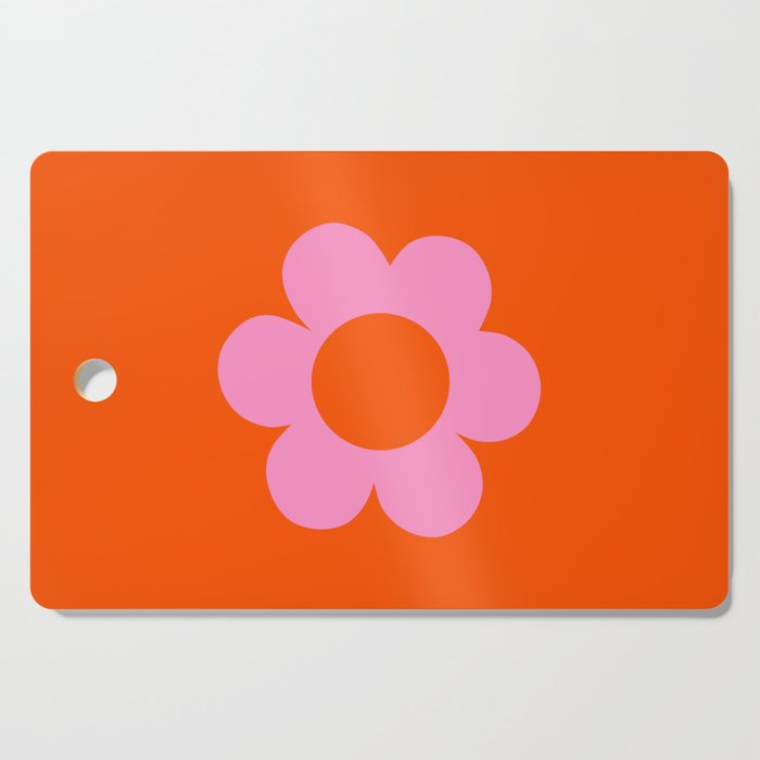 La Fleur | 01 - Retro Floral Print Orange And Pink Aesthetic Preppy Modern Abstract Flower Cutting Board Gallery Image 1