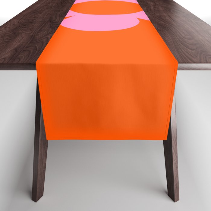 La Fleur | 01 - Retro Floral Print Orange And Pink Aesthetic Preppy Modern Abstract Flower Table Runner Gallery Image 1