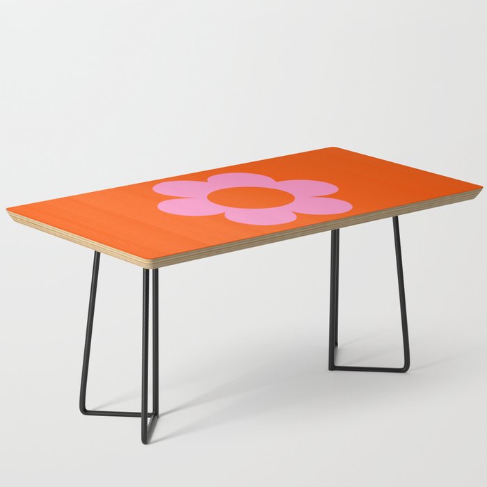 La Fleur | 01 - Retro Floral Print Orange And Pink Aesthetic Preppy Modern Abstract Flower Coffee Table Gallery Image 1