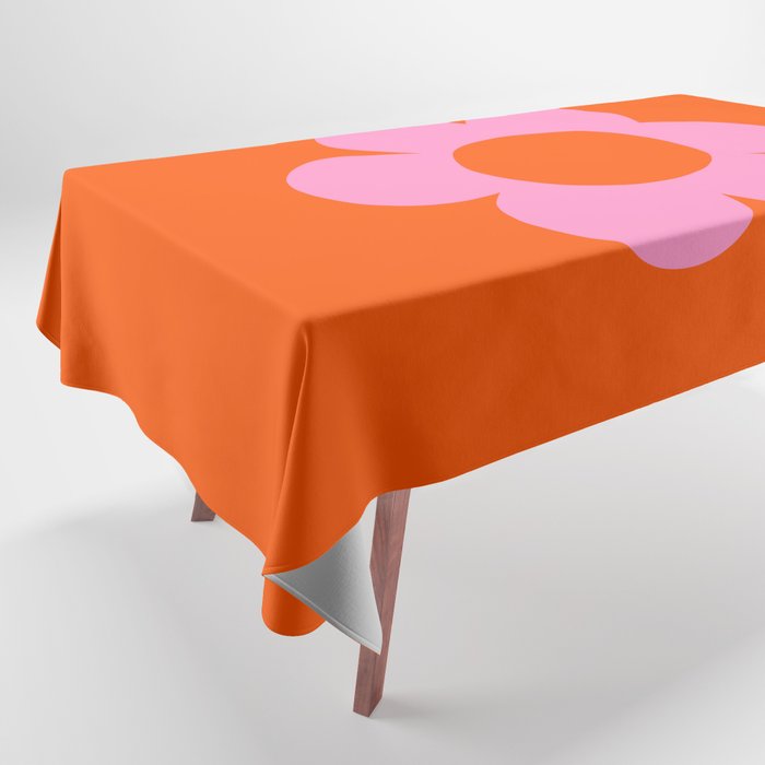 La Fleur | 01 - Retro Floral Print Orange And Pink Aesthetic Preppy Modern Abstract Flower Tablecloth Gallery Image 1