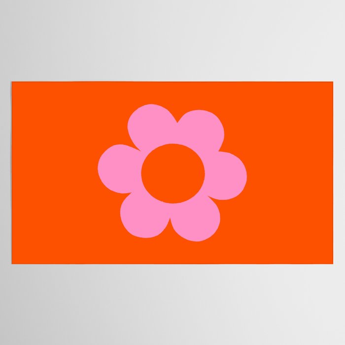 La Fleur | 01 - Retro Floral Print Orange And Pink Aesthetic Preppy Modern Abstract Flower Tablecloth Gallery Image 2