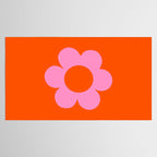 La Fleur | 01 - Retro Floral Print Orange And Pink Aesthetic Preppy Modern Abstract Flower Tablecloth Gallery Image 2