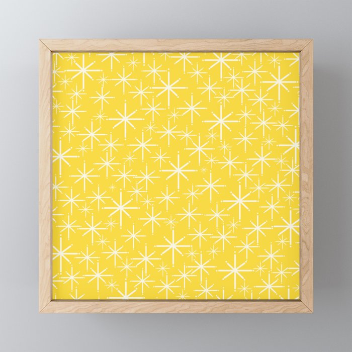 Mid Century Modern Twinkling Stars Retro Atomic Pattern in Cheerful Yellow Mini Art Print Gallery Image 1