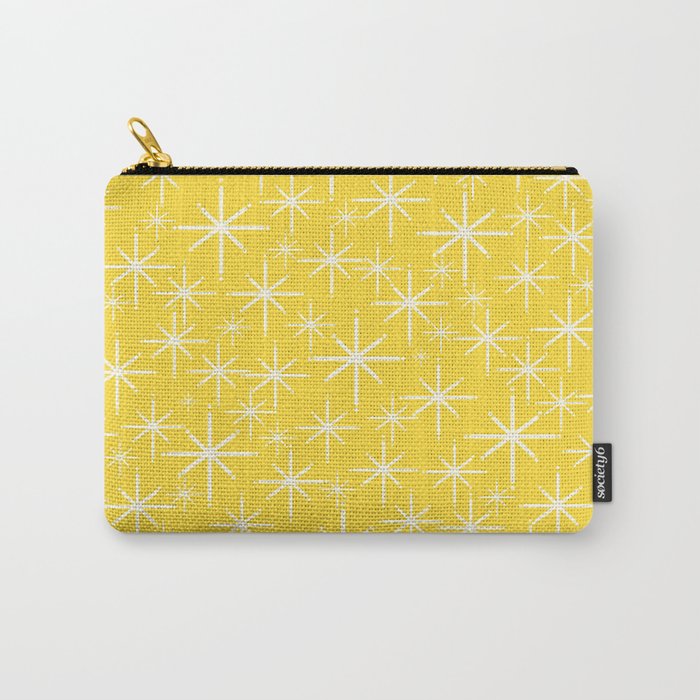 Mid Century Modern Twinkling Stars Retro Atomic Pattern in Cheerful Yellow Carry All Pouch Gallery Image 1