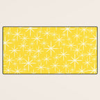 Mid Century Modern Twinkling Stars Retro Atomic Pattern in Cheerful Yellow Desk Mat Gallery Image 3