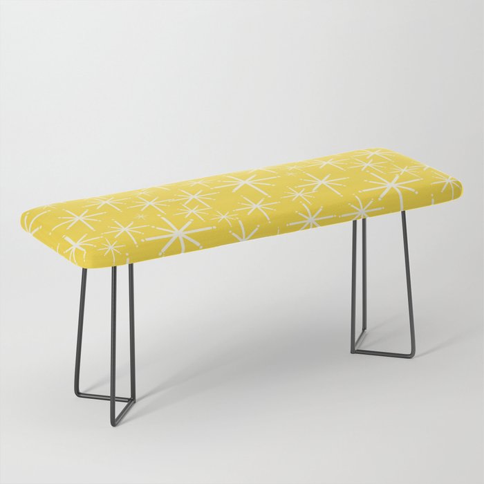 Mid Century Modern Twinkling Stars Retro Atomic Pattern in Cheerful Yellow Bench Gallery Image 1