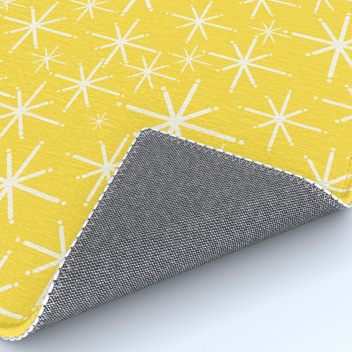 Mid Century Modern Twinkling Stars Retro Atomic Pattern in Cheerful Yellow Rug Gallery Image 4