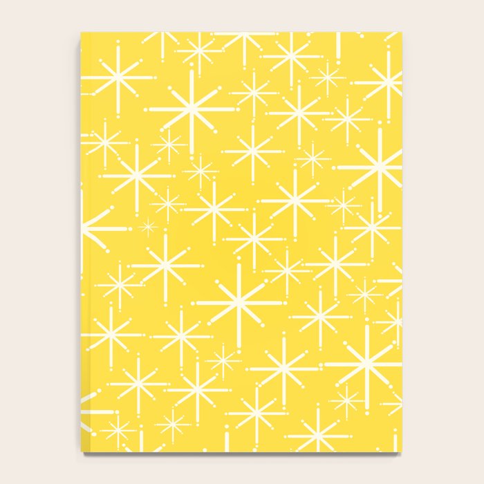 Mid Century Modern Twinkling Stars Retro Atomic Pattern in Cheerful Yellow Notebook Gallery Image 4