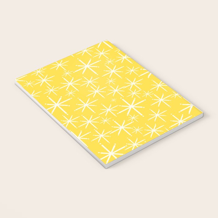 Mid Century Modern Twinkling Stars Retro Atomic Pattern in Cheerful Yellow Notebook Gallery Image 3