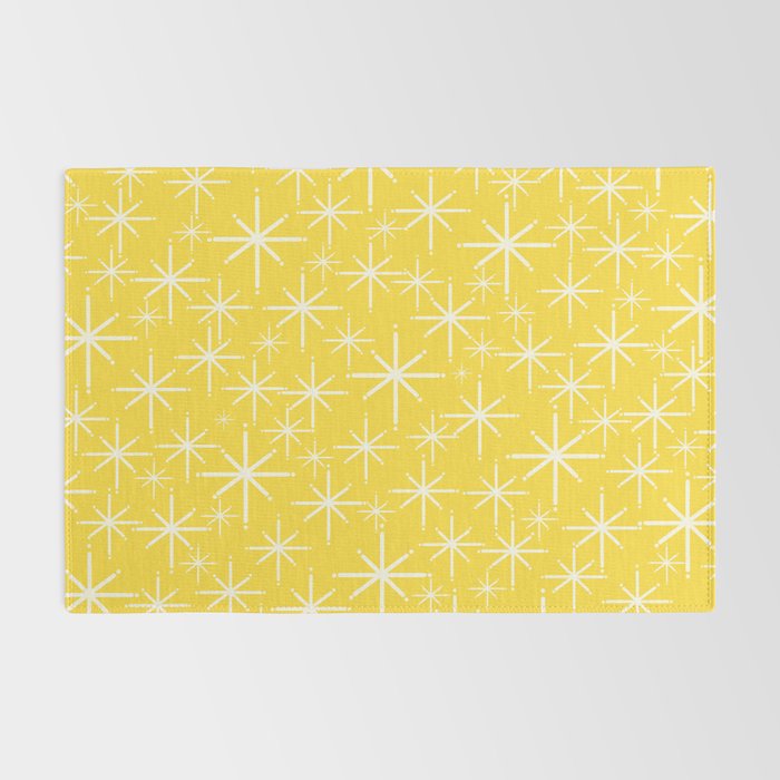 Mid Century Modern Twinkling Stars Retro Atomic Pattern in Cheerful Yellow Rug Gallery Image 2