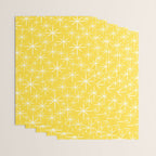 Mid Century Modern Twinkling Stars Retro Atomic Pattern in Cheerful Yellow Wrapping Paper Gallery Image 3