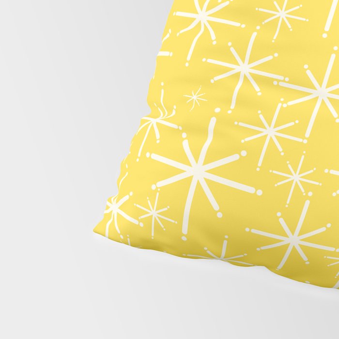 Mid Century Modern Twinkling Stars Retro Atomic Pattern in Cheerful Yellow Pillow Sham Gallery Image 4
