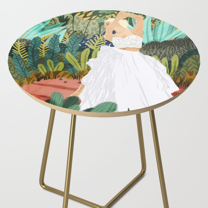 Forest Bride | Jungle Wedding Painting | Travel Solo | Blonde Woman Dancing Joy Side Table Gallery Image 2