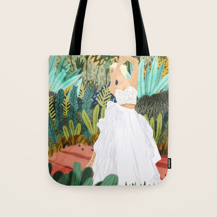 Forest Bride | Jungle Wedding Painting | Travel Solo | Blonde Woman Dancing Joy Tote Bag Gallery Image 1