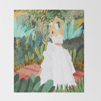 Forest Bride | Jungle Wedding Painting | Travel Solo | Blonde Woman Dancing Joy Throw Blanket Gallery Image 2