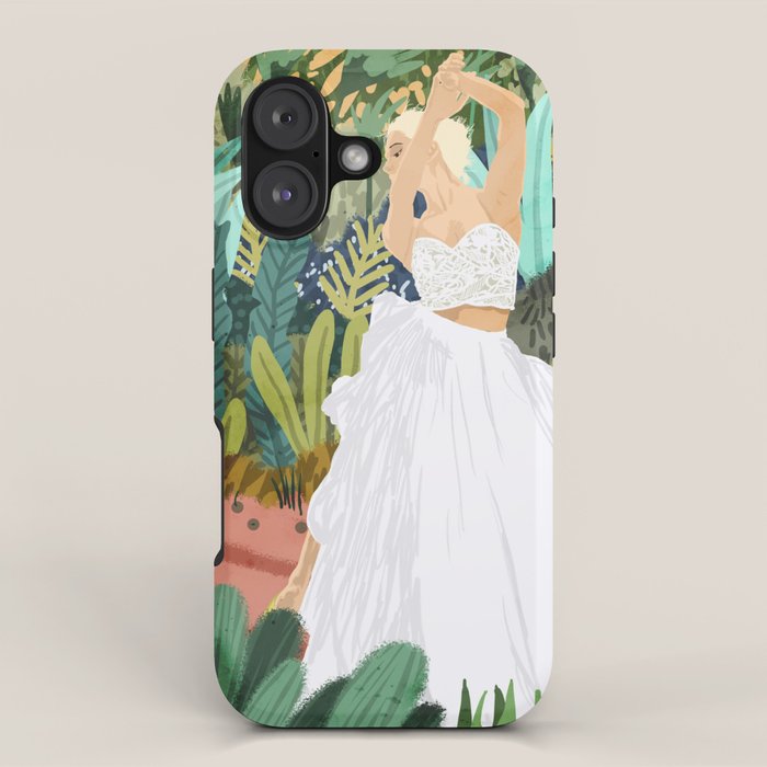 Forest Bride | Jungle Wedding Painting | Travel Solo | Blonde Woman Dancing Joy iPhone Case Gallery Image 1