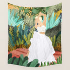 Forest Bride | Jungle Wedding Painting | Travel Solo | Blonde Woman Dancing Joy Wall Tapestry Gallery Image 4