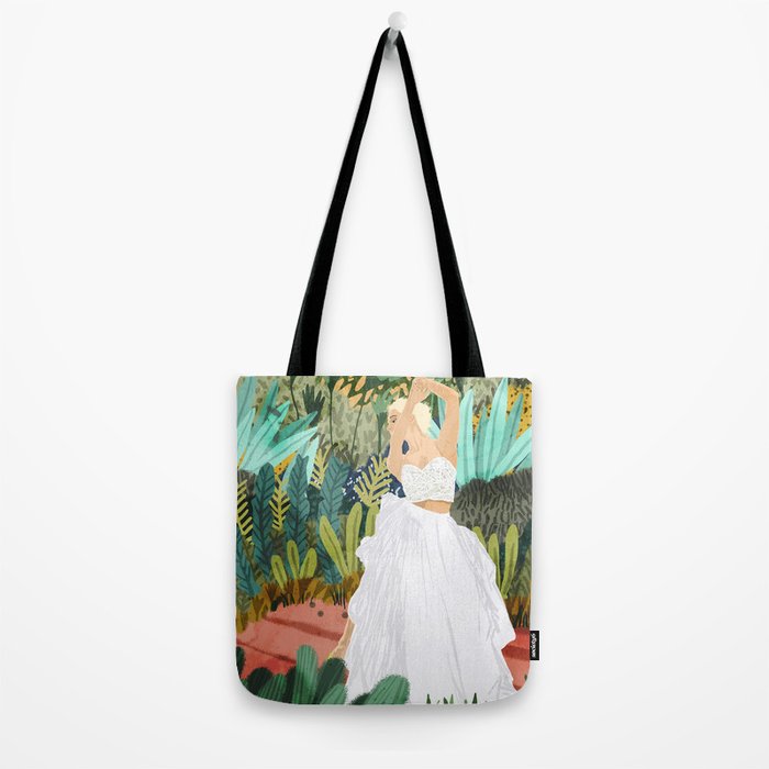 Forest Bride | Jungle Wedding Painting | Travel Solo | Blonde Woman Dancing Joy Tote Bag Gallery Image 2