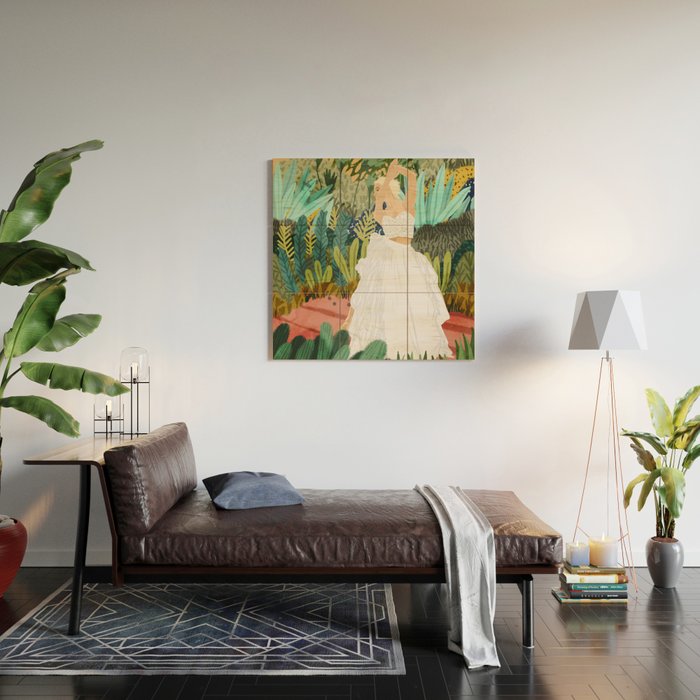 Forest Bride | Jungle Wedding Painting | Travel Solo | Blonde Woman Dancing Joy Wood Wall Art Gallery Image 2