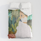 Forest Bride | Jungle Wedding Painting | Travel Solo | Blonde Woman Dancing Joy Comforter Gallery Image 6