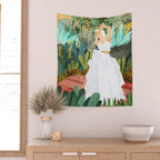 Forest Bride | Jungle Wedding Painting | Travel Solo | Blonde Woman Dancing Joy Wall Tapestry Gallery Image 2