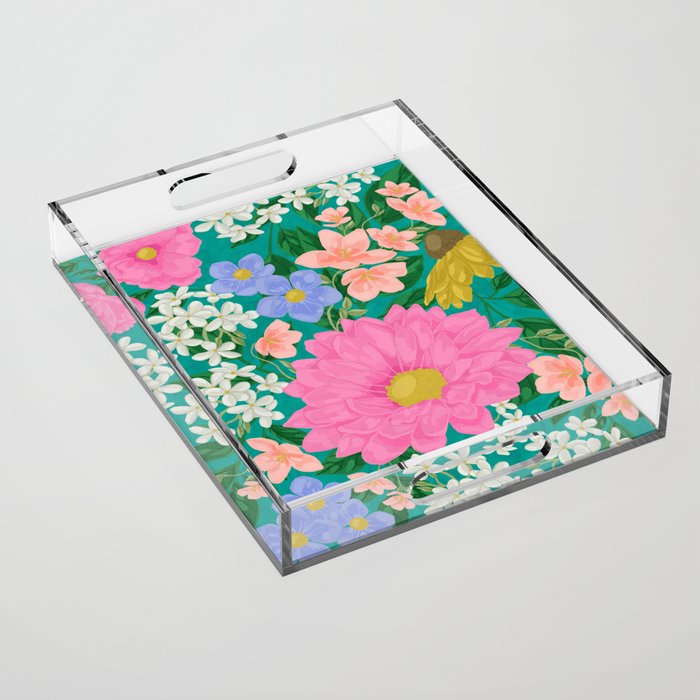 Garden Fantasy Gouache Painting Acrylic Tray Gallery Image 1
