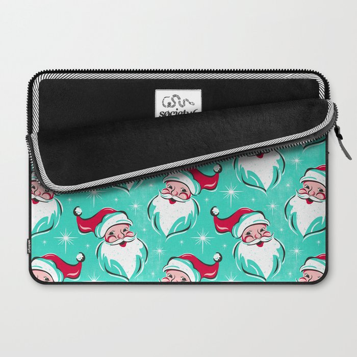 'Tis The Season Retro Santa Aqua Multi Pattern Laptop Sleeve Gallery Image 2