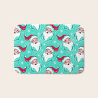 'Tis The Season Retro Santa Aqua Multi Pattern Bath Mat Gallery Image 1