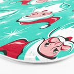 'Tis The Season Retro Santa Aqua Multi Pattern Bath Mat Gallery Image 3