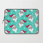 'Tis The Season Retro Santa Aqua Multi Pattern Laptop Sleeve Gallery Image 1