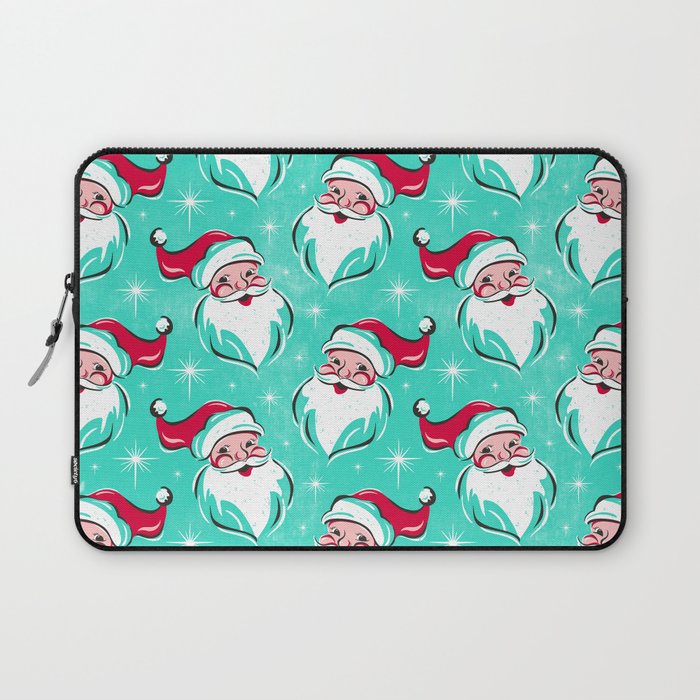 'Tis The Season Retro Santa Aqua Multi Pattern Laptop Sleeve Gallery Image 1