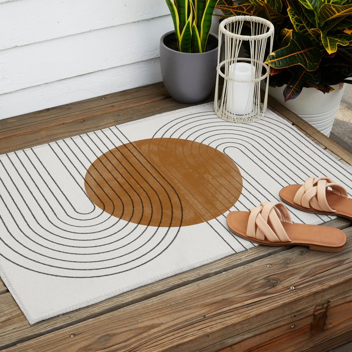 Mid Century Modern Minimalist Balance Outdoor Rug Gallery Image 2