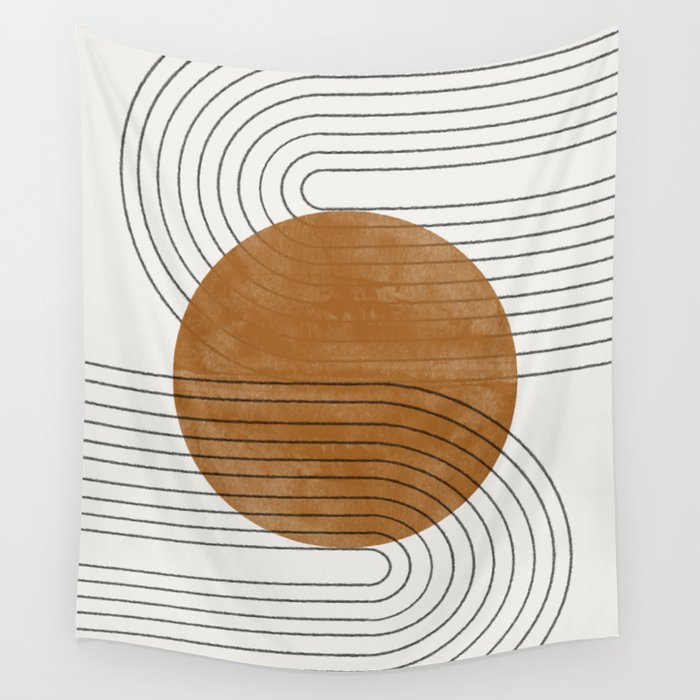 Mid Century Modern Minimalist Balance Wall Tapestry Gallery Image 1
