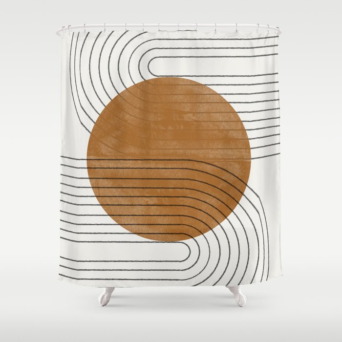 Mid Century Modern Minimalist Balance Shower Curtain Gallery Image 1