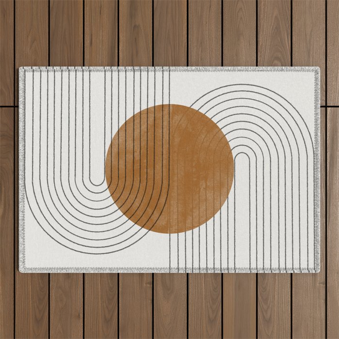 Mid Century Modern Minimalist Balance Outdoor Rug Gallery Image 1