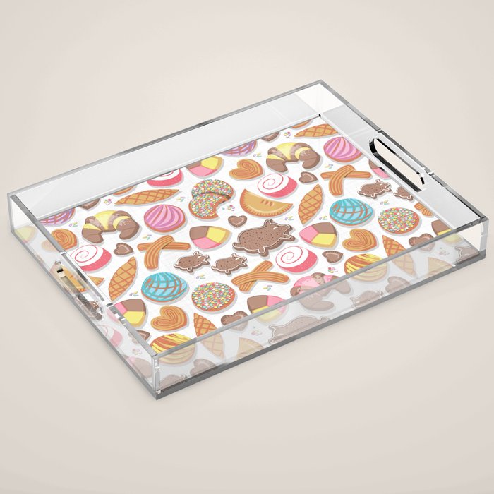 Mexican Sweet Bakery Frenzy // white background // pastel colors pan dulce Acrylic Tray Gallery Image 1