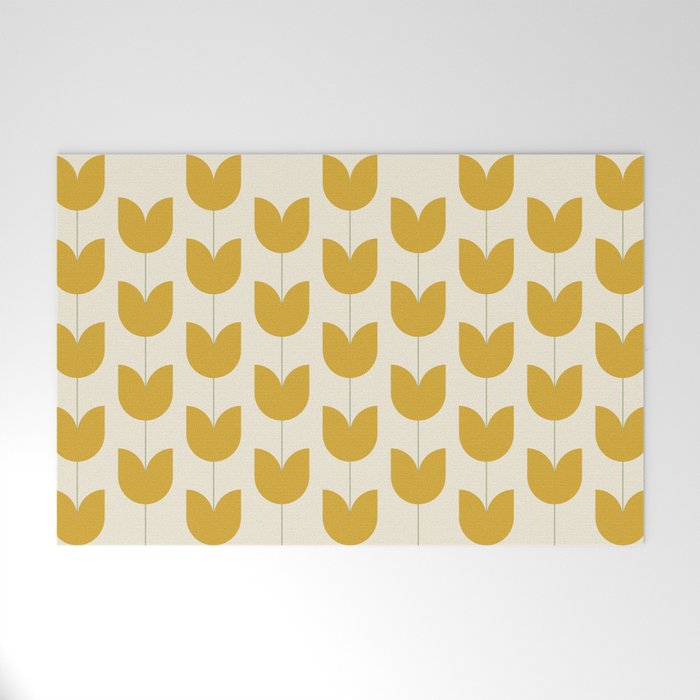 Spring Tulips II Yellow Mid Century Flowers Welcome Mat Gallery Image 1