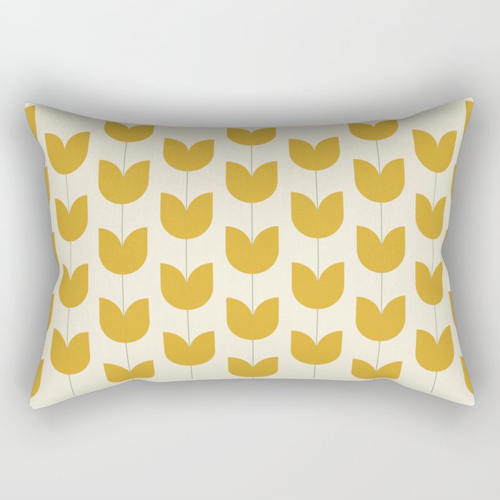 Spring Tulips II Yellow Mid Century Flowers Rectangular Pillow Gallery Image 1