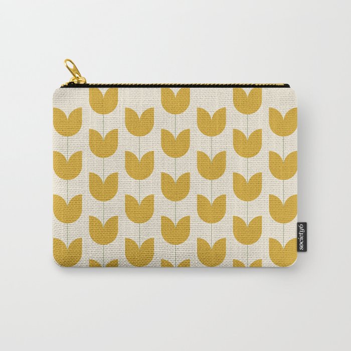 Spring Tulips II Yellow Mid Century Flowers Carry All Pouch Gallery Image 1