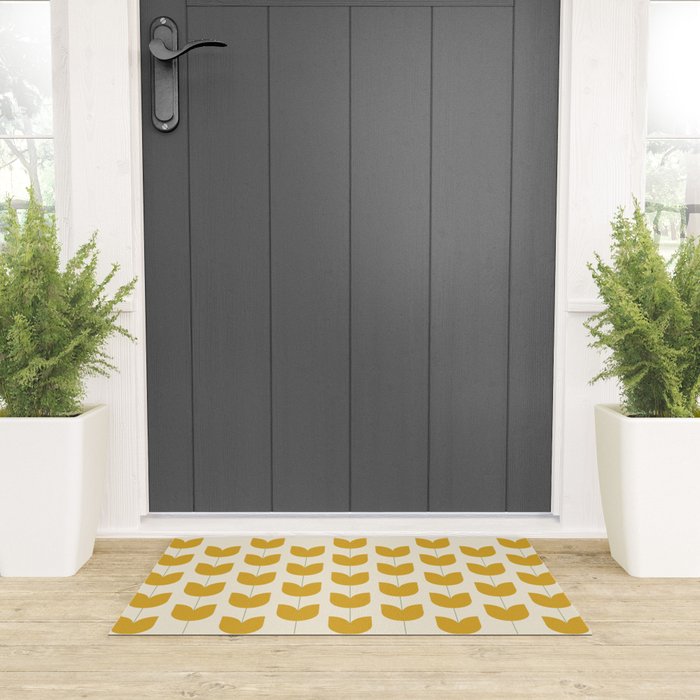 Spring Tulips II Yellow Mid Century Flowers Welcome Mat Gallery Image 3