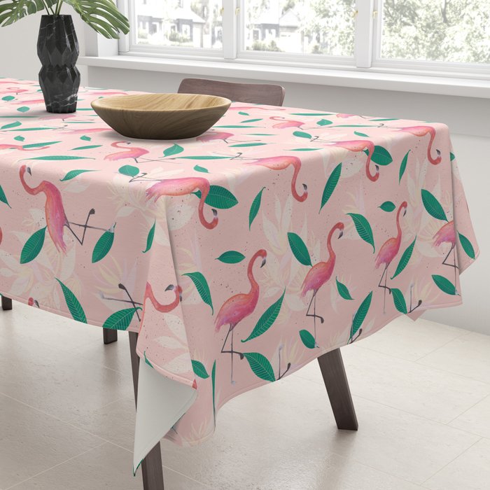 Pink flamingo tropical pattern Tablecloth Gallery Image 3